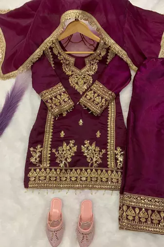  kids heavy embroidery with coding & sequence kurta set