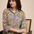 Floral printed shirt collar tunic with trousers