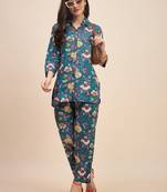 Floral printed cotton tunic & trousers set