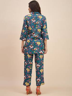 Floral printed cotton tunic & trousers set 3