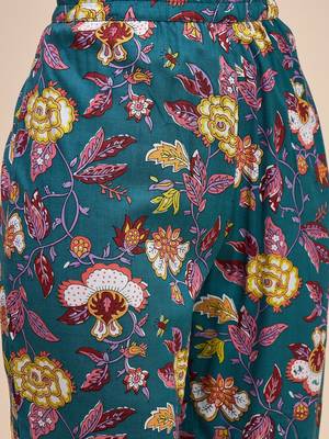 Floral printed cotton tunic & trousers set 5