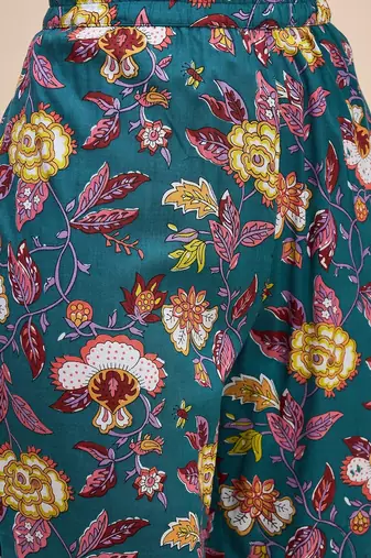 Floral printed cotton tunic & trousers set