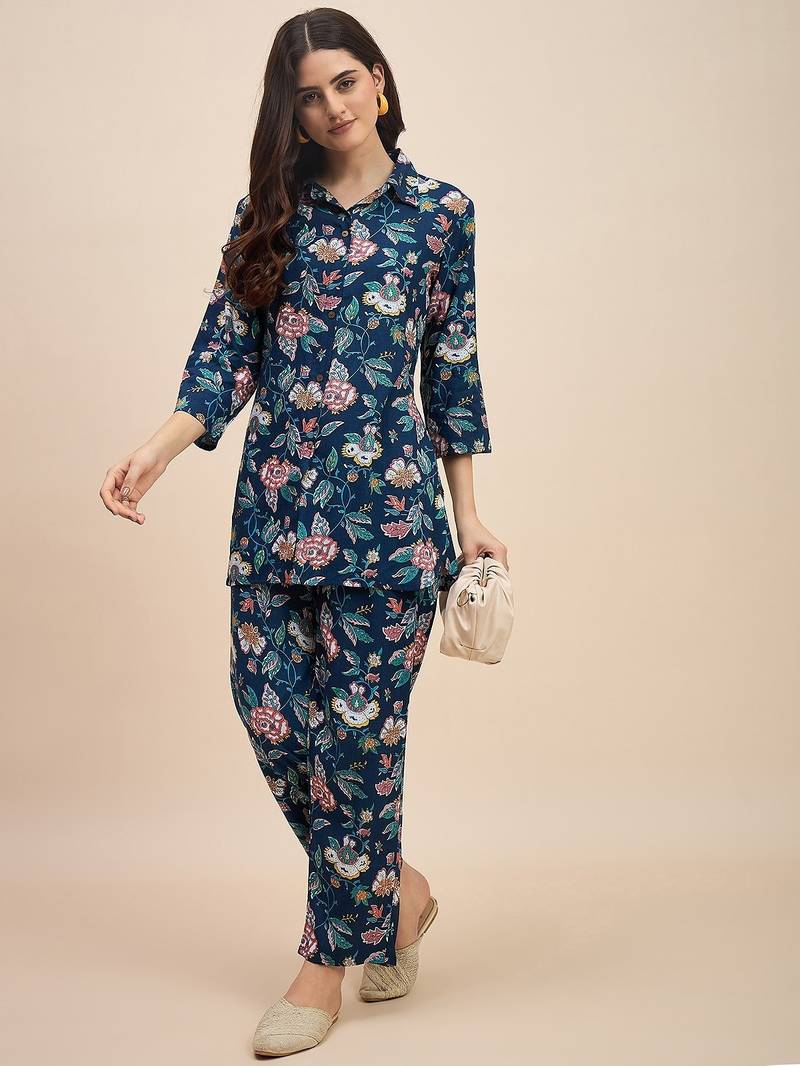 Printed shirt with trousers co ords