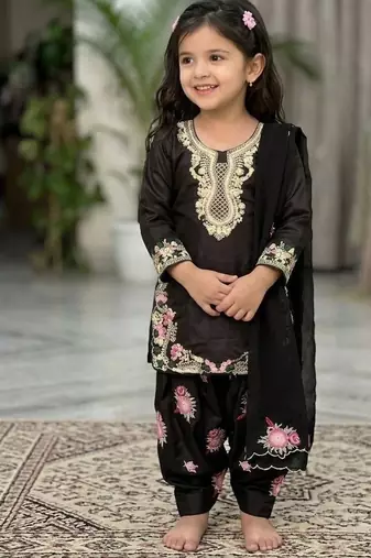 New kids collection trendy stylish kids wear heavy embroidery sequence work kurta set