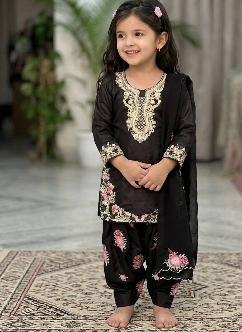 New kids collection trendy stylish kids wear heavy embroidery sequence work kurta set