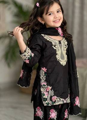  kids collection  kids wear heavy embroidery sequence work kurta set 2