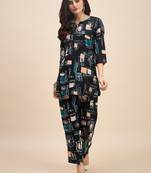 Printed v neck tunic with trousers