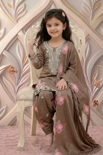 New kids collection trendy stylish kids wear heavy embroidery sequence work kurta set