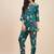 Turquoise printed tunic & trousers co ord