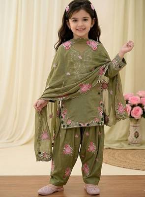 kids collection  kids wear heavy embroidery sequence work kurta set 1