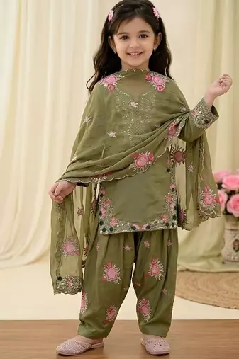 New kids collection trendy stylish kids wear heavy embroidery sequence work kurta set