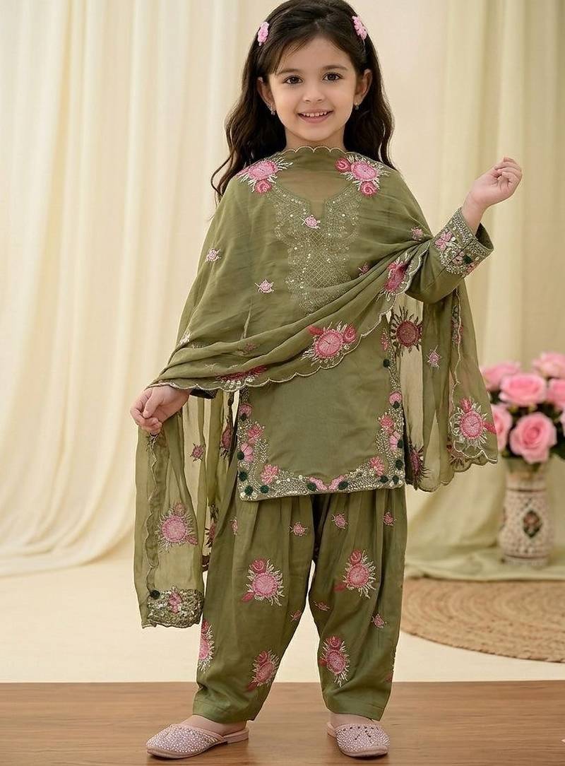 New kids collection trendy stylish kids wear heavy embroidery sequence work kurta set