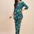 Turquoise printed tunic & trousers co ord