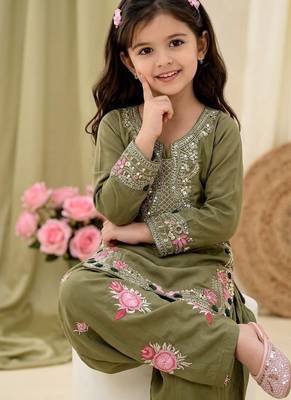  kids collection  kids wear heavy embroidery sequence work kurta set 2