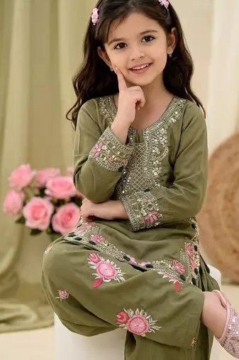  kids collection  kids wear heavy embroidery sequence work kurta set