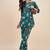 Turquoise printed tunic & trousers co ord