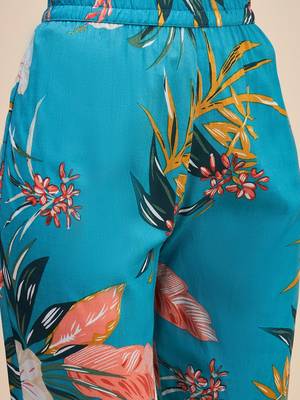 Blue floral printed notch neck tunic & trousers 2