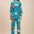 Blue floral printed notch neck tunic & trousers