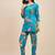 Blue floral printed notch neck tunic & trousers