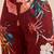 Maroon floral printed notch neck tunic with trousers