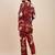 Maroon floral printed notch neck tunic with trousers