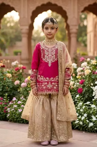 New kids latest fancy heavy embroidery coding sequence work kurta set