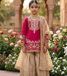  kids latest fancy heavy embroidery coding sequence work kurta set
