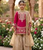 New kids latest fancy heavy embroidery coding sequence work kurta set