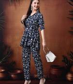 printed v neck tunic & trousers co ords
