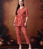Printed top with trousers co ords