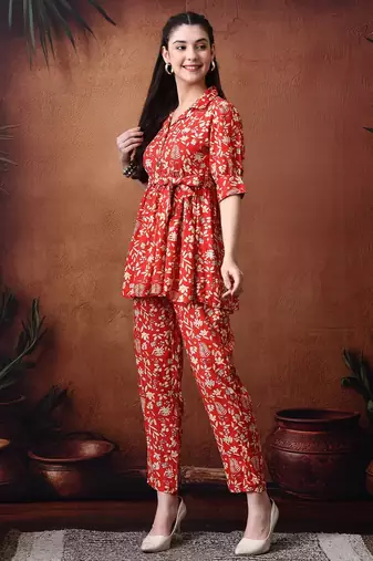 Printed top with trousers co ords