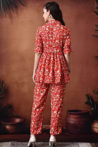 Printed top with trousers co ords