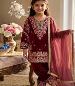 Trendy kids wedding wear heavy embroidery coding sequence work kurta set