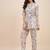 White & pink printed tunic & trousers co ord