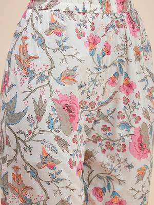 White & pink printed tunic & trousers co ord 2
