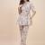 White & pink printed tunic & trousers co ord