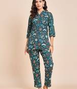 Floral printed cotton tunic & trousers set
