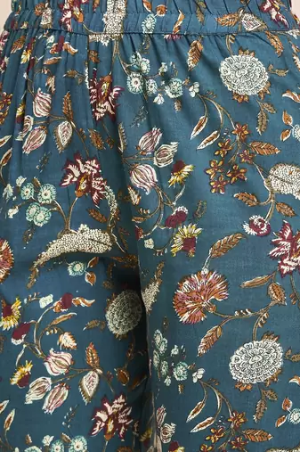 Floral printed cotton tunic & trousers set