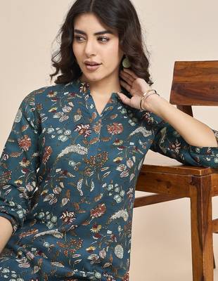 Floral printed cotton tunic & trousers set 5