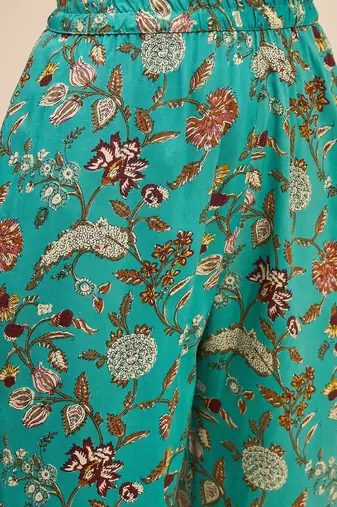 Printed round neck tunic & trousers co ords