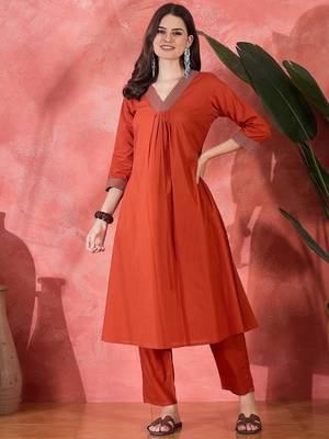 Orange v neck tunic with palazzo co ords 1