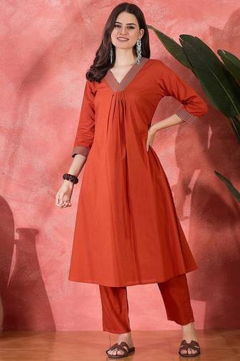 Orange v neck tunic with palazzo co ords