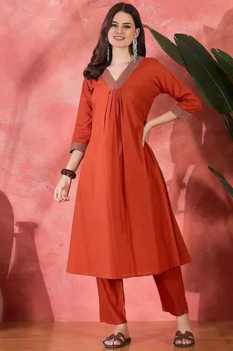 Orange v neck tunic with palazzo co ords