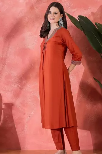 Orange v neck tunic with palazzo co ords