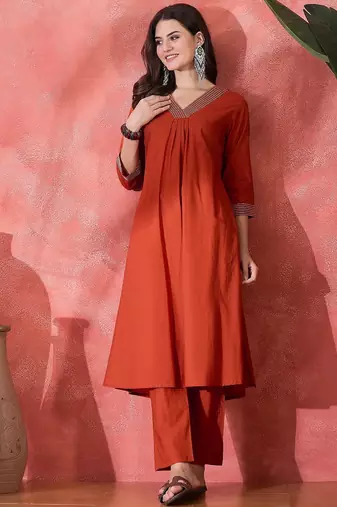 Orange v neck tunic with palazzo co ords