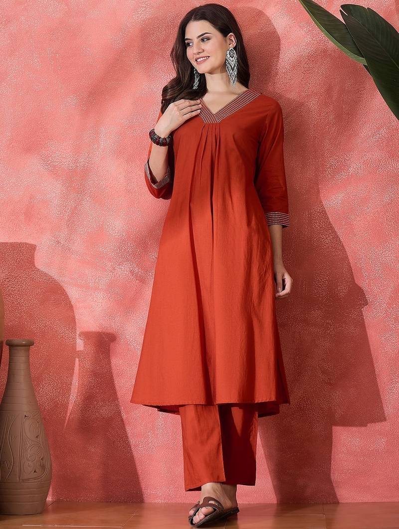 Orange v neck tunic with palazzo co ords