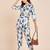 Printed v neck tunic with trousers