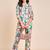 Abstract printed v neck tunic with trousers