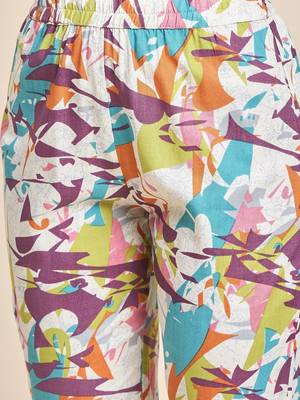 Abstract printed v neck tunic with trousers 2