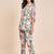 Abstract printed v neck tunic with trousers